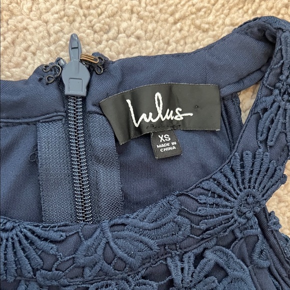 Lulu's Midnight Blue Lace Mini Dress - Picture 2 of 3